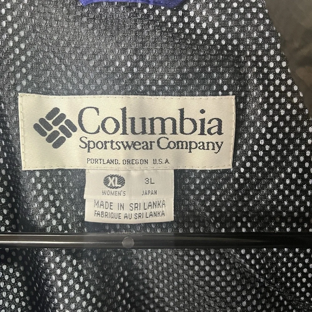 Vintage Columbia Jacket Mens X-Large Blue/Yellow Packable‎ Hooded Windbreaker